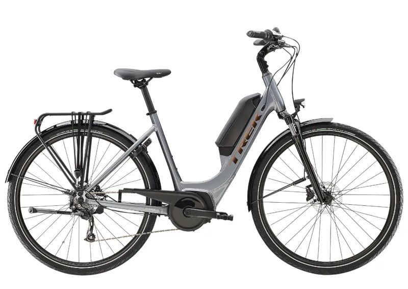 Trek Verve+ 1 Lowstep DownTube Electric Hybrid Bike 300Wh 2023 in Galactic Grey